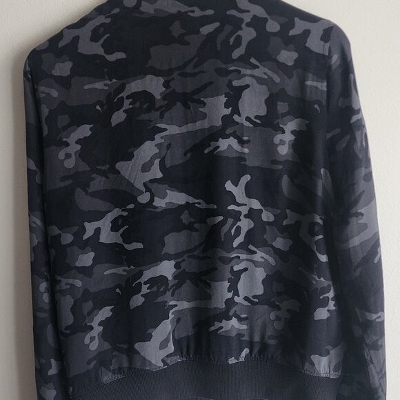 Equipment Silk Bomber Jacket Black/Grey Camo Med EUC - Picture 2 of 3